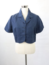 Lataa kuva Galleria-katseluun, Voglia 90-luvun kotimainen vintage lyhythihainen tencel-denim bolerojakku 38