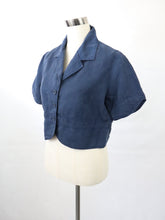 Lataa kuva Galleria-katseluun, Tummansininen lyhythihainen denim-jakku 38