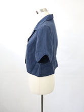 Lataa kuva Galleria-katseluun, Tummansininen lyhythihainen denim-jakku 38
