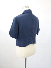 Lataa kuva Galleria-katseluun, Tummansininen lyhythihainen denim-jakku 38