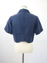 Lataa kuva Galleria-katseluun, Tummansininen lyhythihainen denim-jakku 38