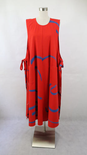 Vuokko Suomi Finland Finnish Vintage Dress kotimainen vintage punainen taskullinen liivimekko 