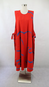 Vuokko Suomi Finland Finnish Vintage Dress kotimainen vintage punainen taskullinen liivimekko 