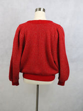 Lataa kuva Galleria-katseluun, Punainen metallinhohtoinen neuletakki 38