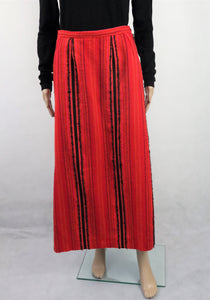 Arola kotimainen vintage punainen pitkä villakangashame M