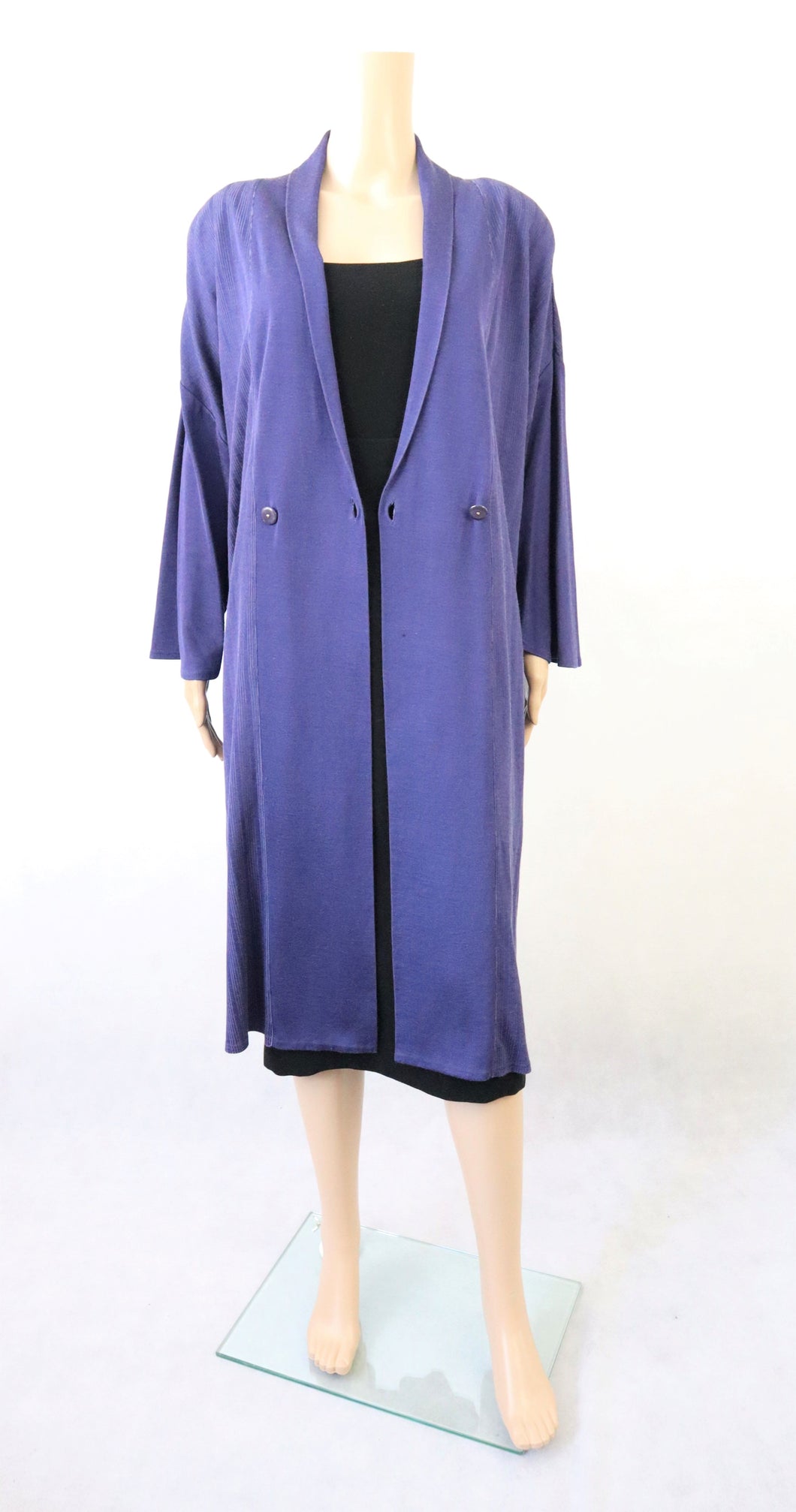 Arola violetti pitkä kotimainen vintage neuletakki M