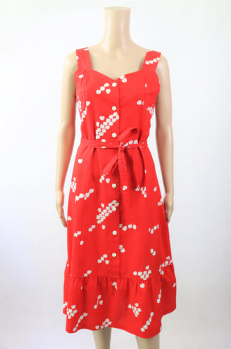 Barbarella Ylinen Ky punavalkoinen frillahelmainen mekko 42D