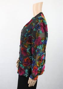 Värikäs kukkakuvioinen pusero 38