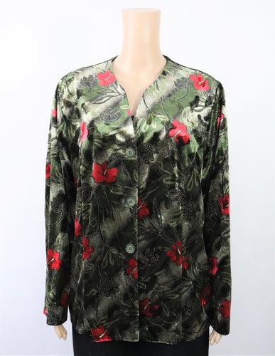 Carolin Muotihovi vihreä kukkakuvioinen samettijakku 48