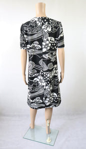 Mustavalkoinen kuviollinen mekko 40 (M)
