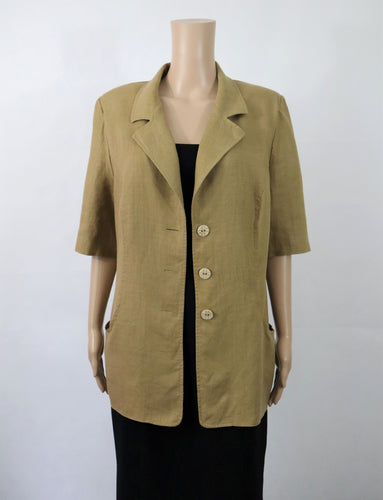 Delia beige lyhythihainen pellavajakku 42