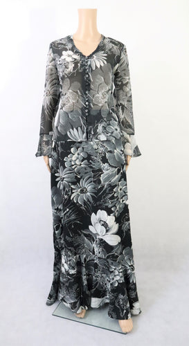 Figura Finland harmaa kuviollinen kotimainen vintage sifonkimekko 40