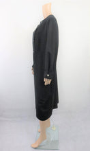 Lataa kuva Galleria-katseluun, Musta pitkä villasekoitekankainen mekko D40