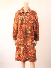 Lataa kuva Galleria-katseluun, Finn Karelia vintage ruskeasävyinen kukallinen mekko D44