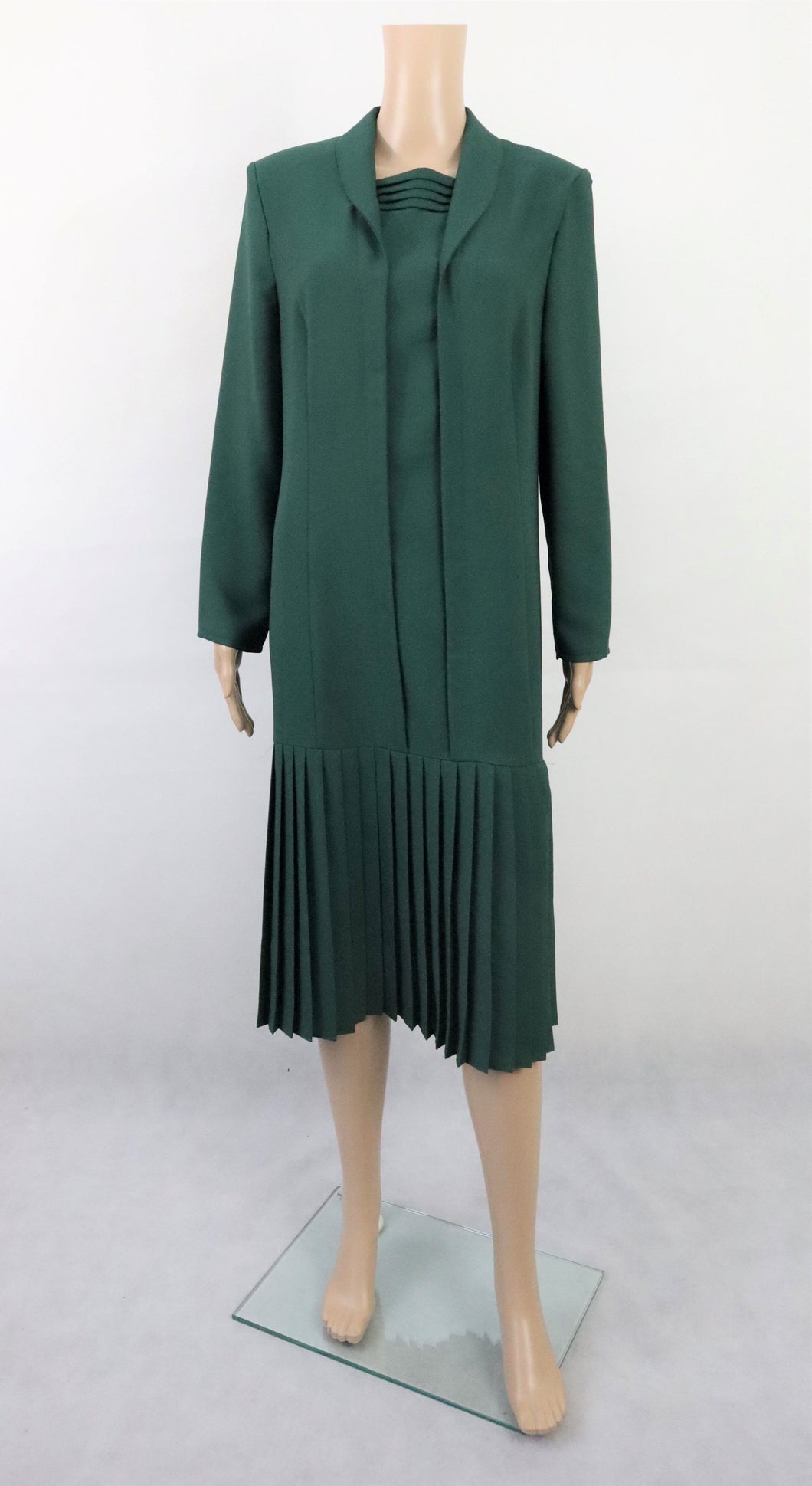 Joutsela kotimainen vintage tummanvihreä vekkihelmainen mekko 36
