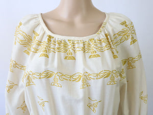 Vaalea puhvihihainen vekkihelmainen mekko 38 (S)