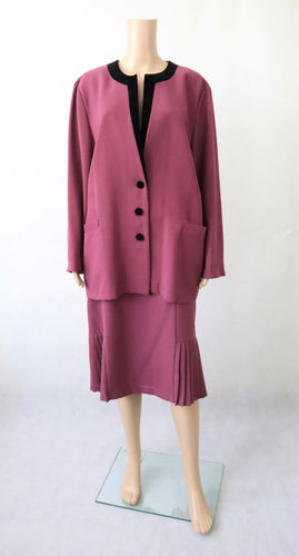 Lena viininpunainen kotimainen vintage jakku ja vekkihelmainen hame 44