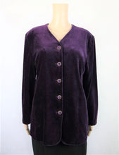 Lataa kuva Galleria-katseluun, Lena 90-luvun kotimaista vintagea violetti samettijakku 40