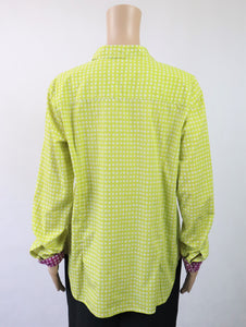 Limenkeltainen kuviollinen paitapusero 44