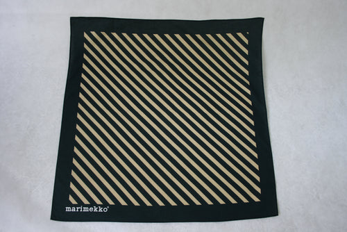 Marimekko musta-beige raidallinen puuvillahuivi