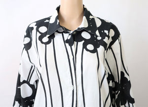 Mustavalkoinen kuviollinen paitapusero 46