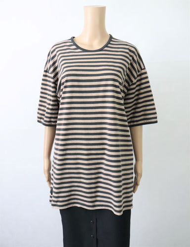 Marimekko Suomi Finland beige-mustaraidallinen t-paita XXL