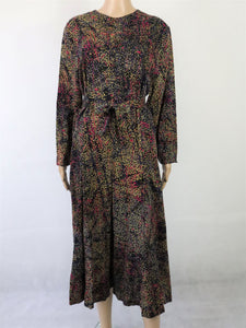 Värikäs villakankainen kellohelmainen mekko 40