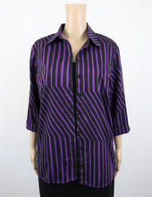 Lataa kuva Galleria-katseluun, Musta-violettiraidallinen paitapusero M