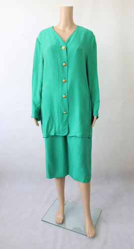 Modelia vihreä kotimainen vintage jakkupuku 46