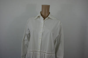 Valkoinen pitsikoristeinen paitapusero M