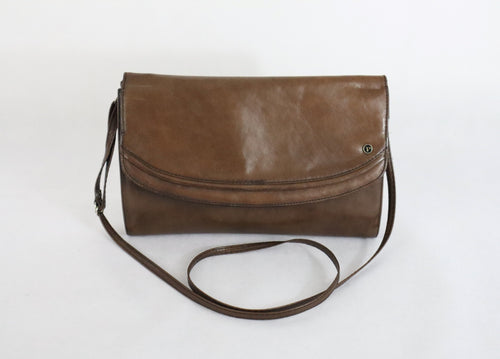 Palmroth ruskea kotimainen vintage olkalaukku