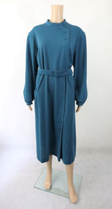 Soili-tuote petrolinvärinen villasekoitekankainen mekko D44