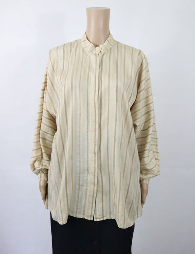 Stina beige raidallinen vintage silkkipusero 40