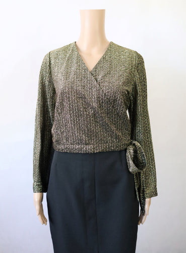 Tähtimuoti kotimainen vintage kullanvärinen lurex juhlajakku 42