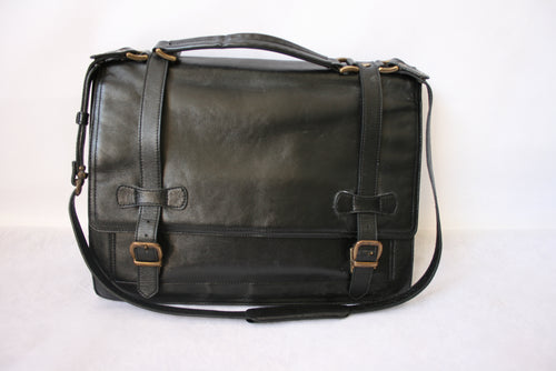 Three Bags musta nahkainen salkku