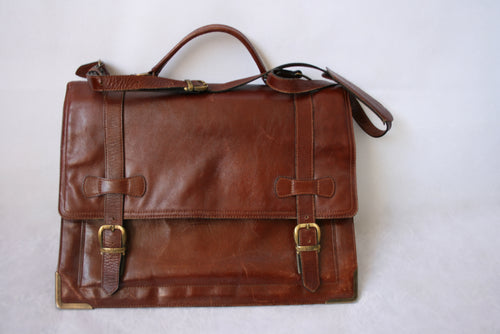 Three Bags ruskea nahkainen salkku