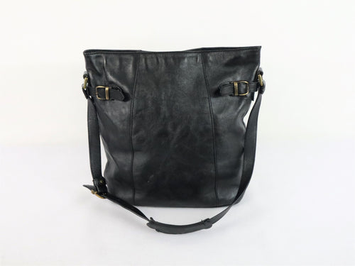 Three Bags musta tilava pussukkamallinen kotimainen vintage olkalaukku