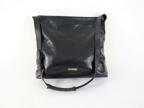 Three Bags musta tilava kotimainen vintage olkalaukku
