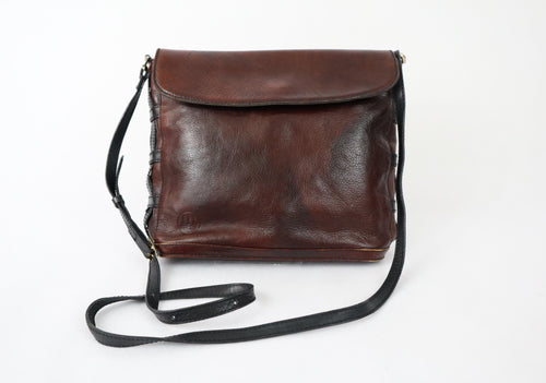 Three Bags vintage punaruskea olkalaukku