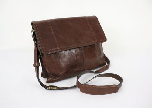Three Bags ruskea iso olkalaukku messenger