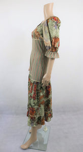 Kuviollinen frillahihainen ja salsahelmainen mekko 38 (XS/S)