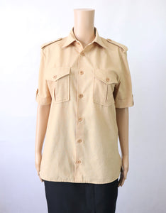 Tiklas kotimainen vintage beige safarityylinen paita