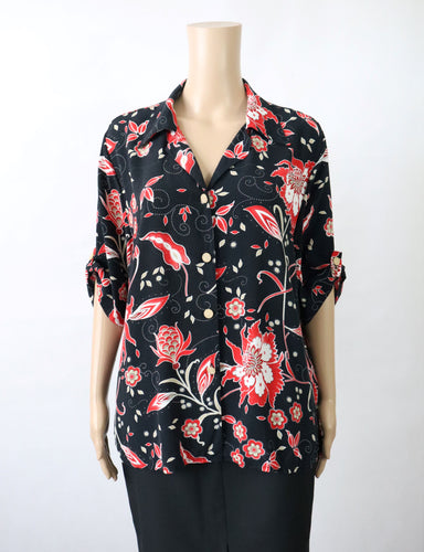 Tricana musta kuviollinen kotimainen vintage pusero 40