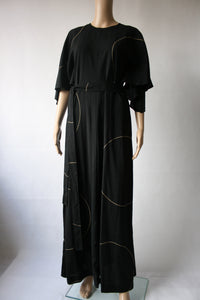 Musta täyspitkä kuviollinen mekko 36