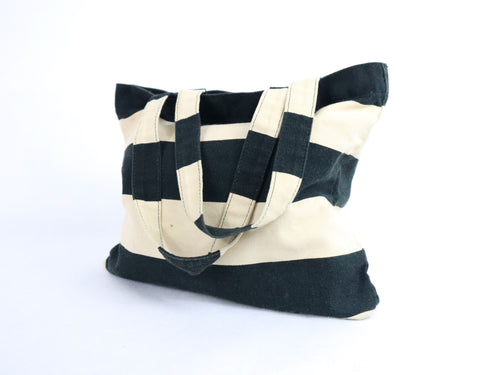 Marimekko made in Finland beige-musta raidallinen kangaskassi